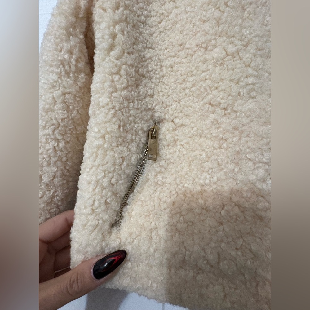 5/6 girls forever 21 Cream Sherpa moto style Jacket - Picture 5 of 9